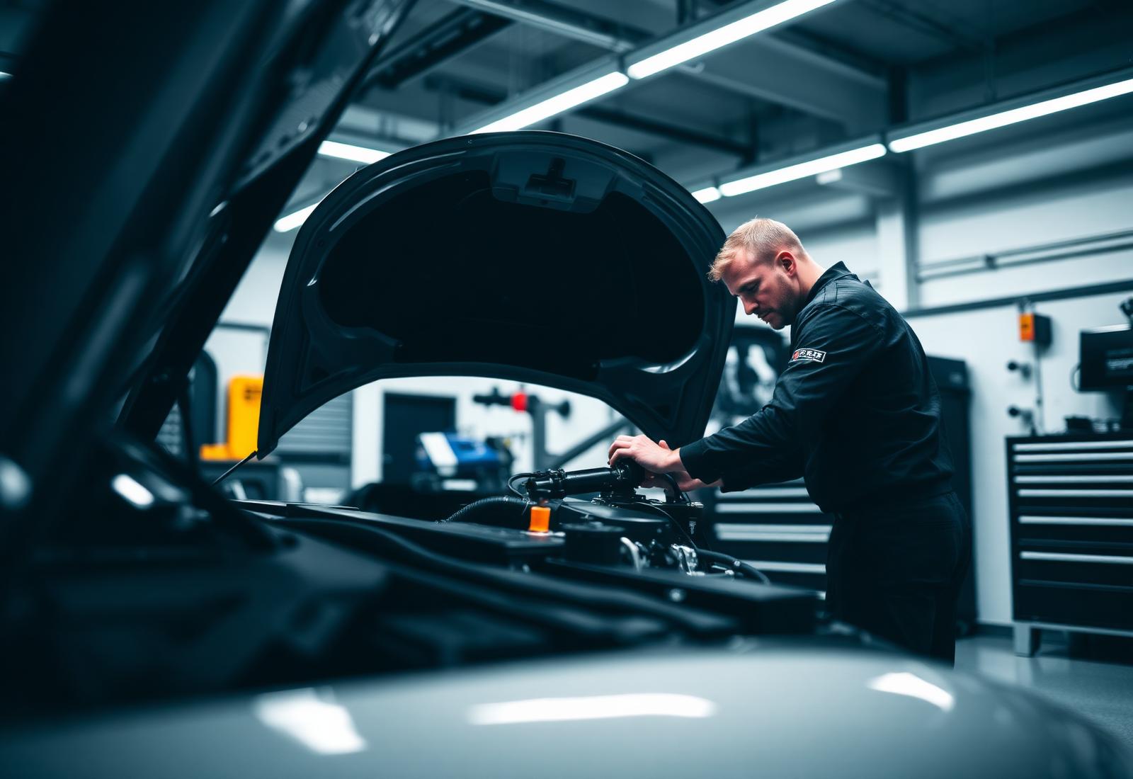 Kent Performance Garage technician working on a performance engine